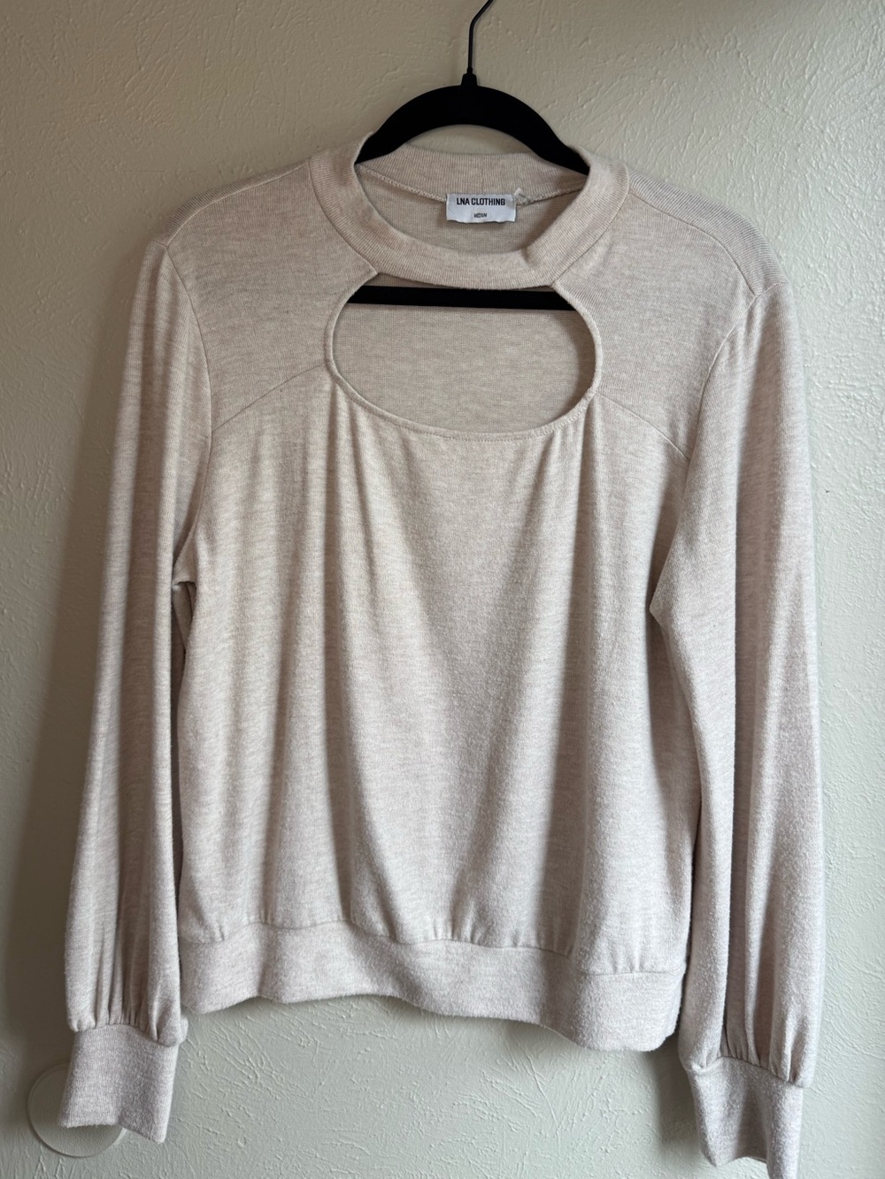 LNA Cream Keyhole Long Sleeve Sweatshirt